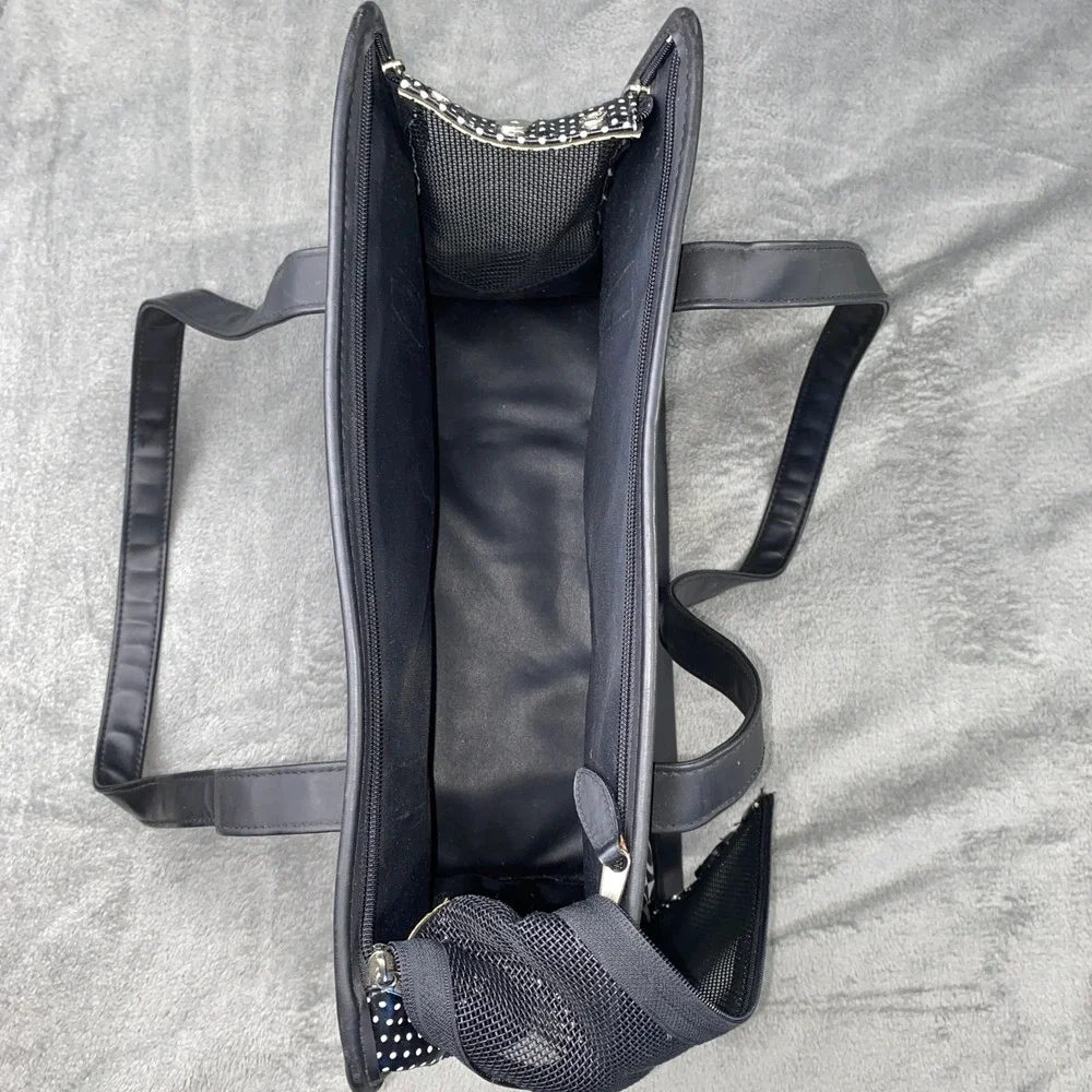 Black‎ White Geometric Circles Polka Dot Tote Bag Pet Carrier